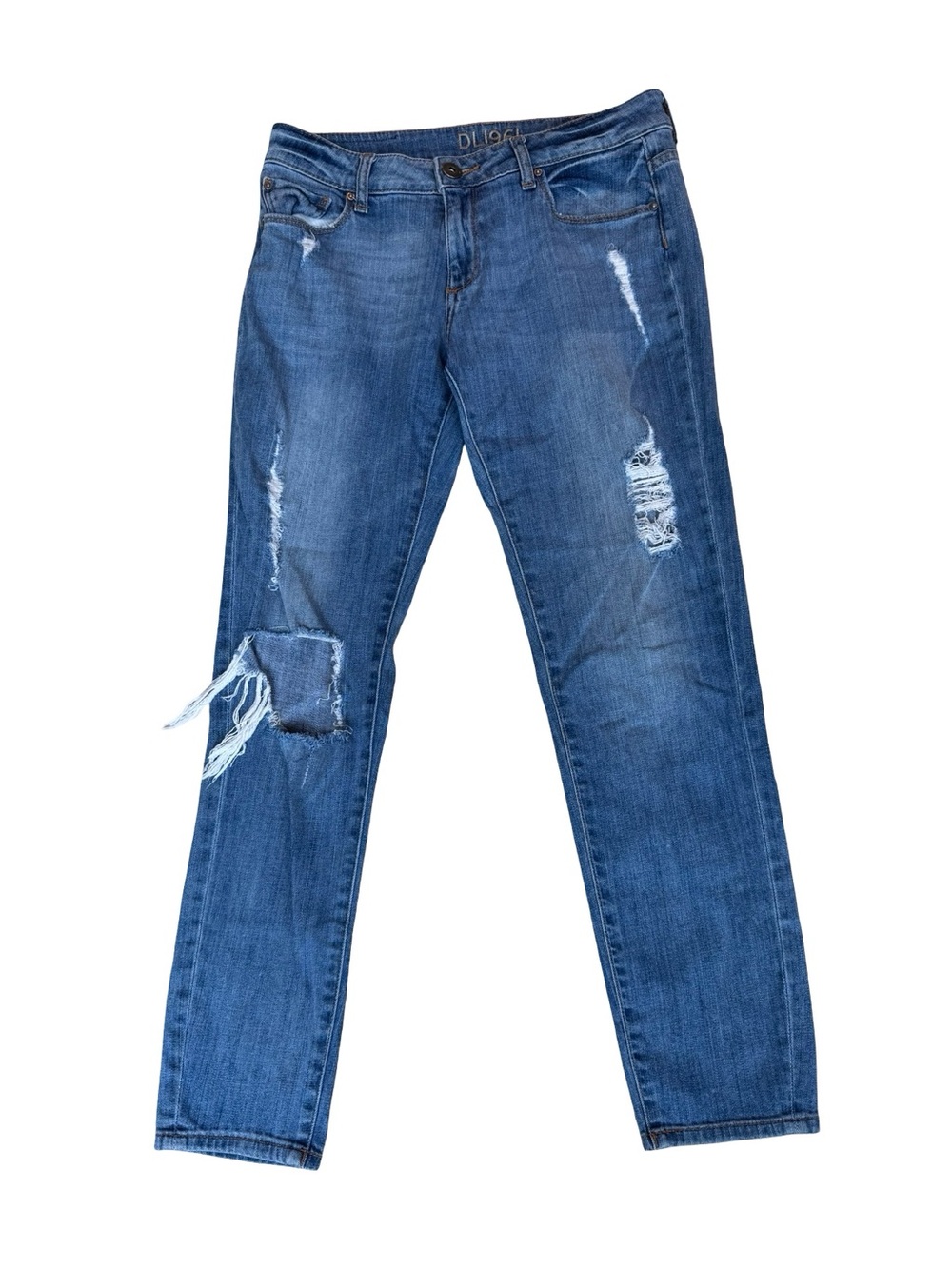 DL1961 Women's Azalea Relaxed Skinny Distressed Jeans in Blue Size 27